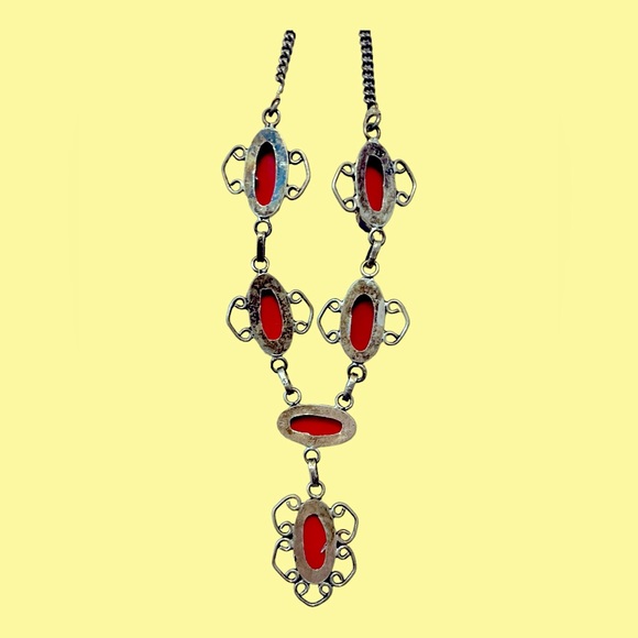 Vintage Faux Coral Statement Necklace - Picture 3 of 5